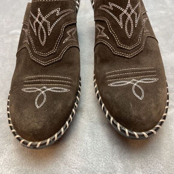 Sonora Western Heeled Mules Clogs Womens 8M Brown Suede Leather Slip On Shoes - Picture 3 of 11